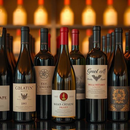 Bottiglie di vino disposte elegantemente per uno scatto commerciale